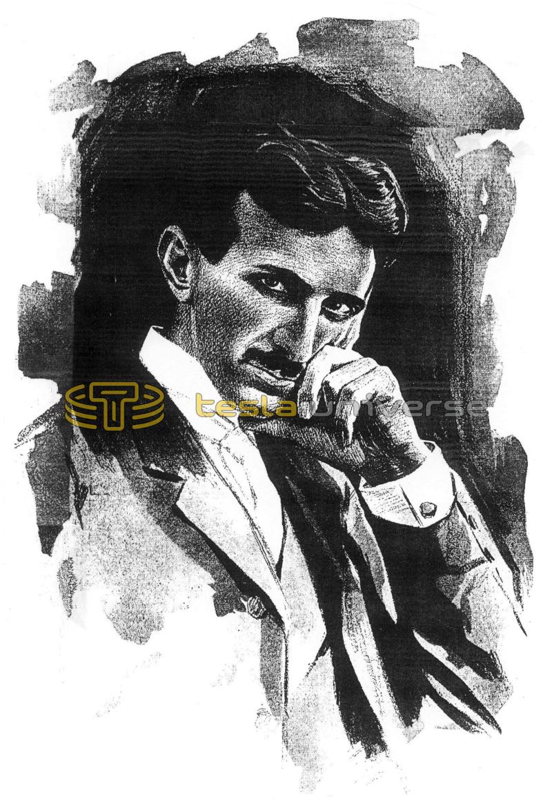 Illustration of Nikola Tesla from Monarch of Mechanics Article