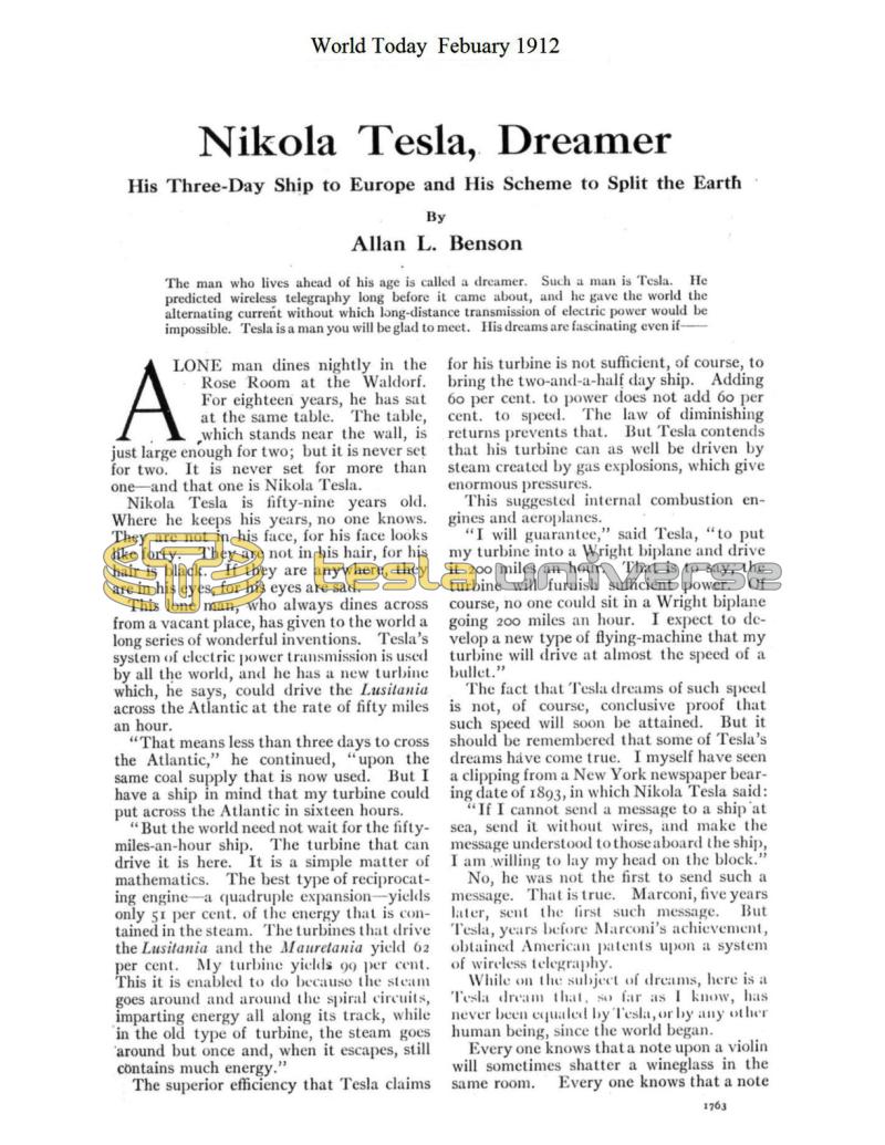 Preview of Nikola Tesla, Dreamer article