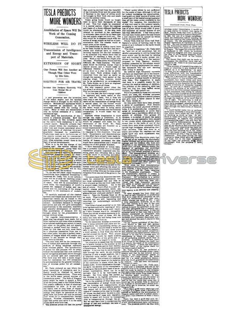 Preview of Tesla Predicts More Wonders article