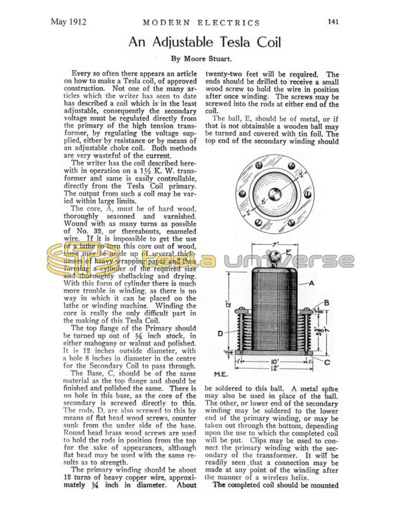 Preview of An Adjustable Tesla Coil article