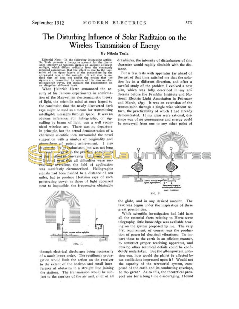 Preview of The Disturbing Influence of Solar Radiation on the Wireless Transmission of Energy (reprint) article