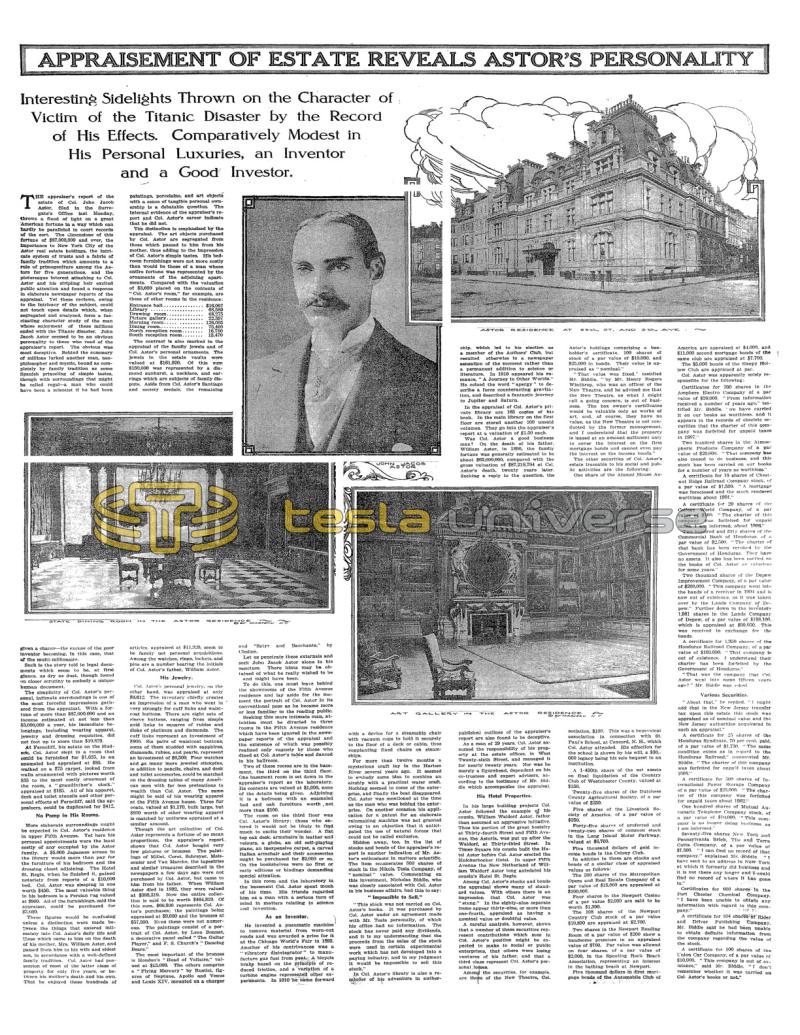 Preview of Appraisement of Estate Reveals Astor's Personality article