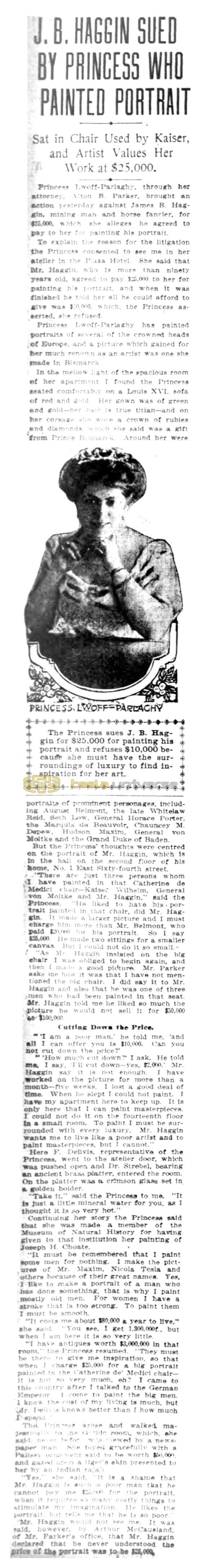 Preview of J. B. Haggin Sued by Princess Who Painted Portrait article