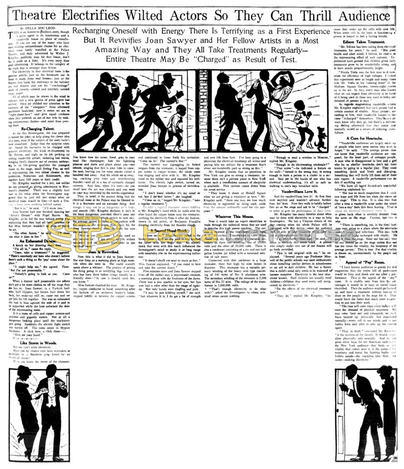 Preview of Theater Electrifies Wilted Actors So They Can Thrill Audience article