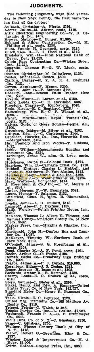 Preview of New York County Judgments (Feb. 2, 1915) article