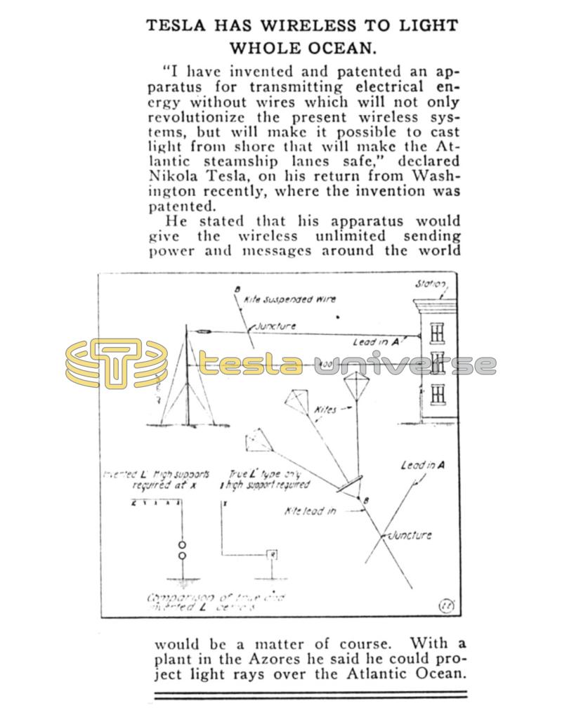 Preview of Tesla Has Wireless to Light Whole Ocean article