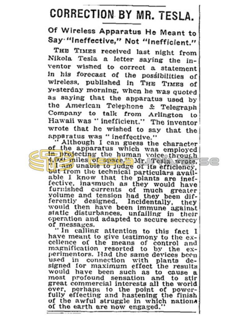 Preview of Correction By Mr. Tesla article