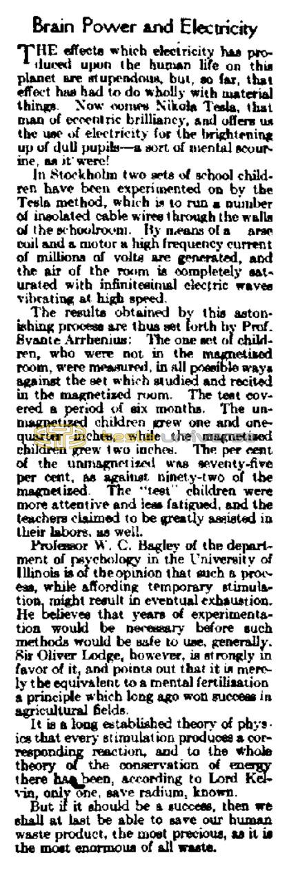 Preview of Brain Power and Electricity article