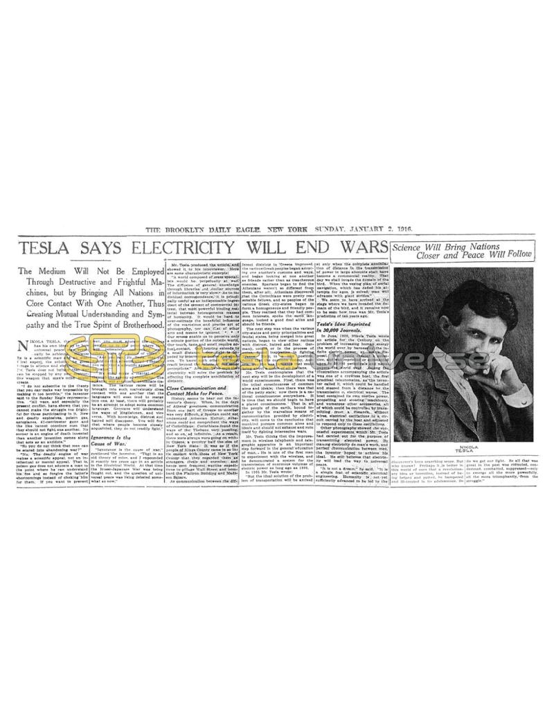 Preview of Tesla Says Electricity Will End Wars article