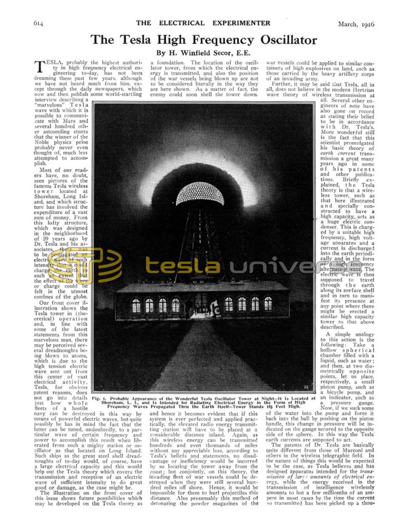 Preview of The Tesla High Frequency Oscillator article
