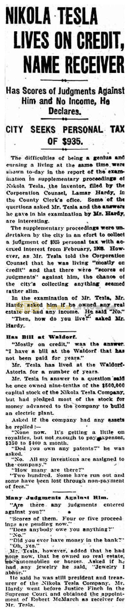 Preview of Nikola Tesla Lives on Credit, Name Receiver article