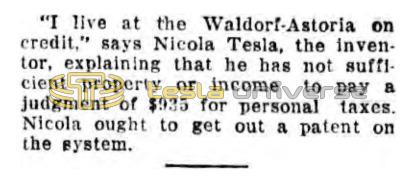 Preview of Nikola Tesla Explaining Why He Can't Pay article