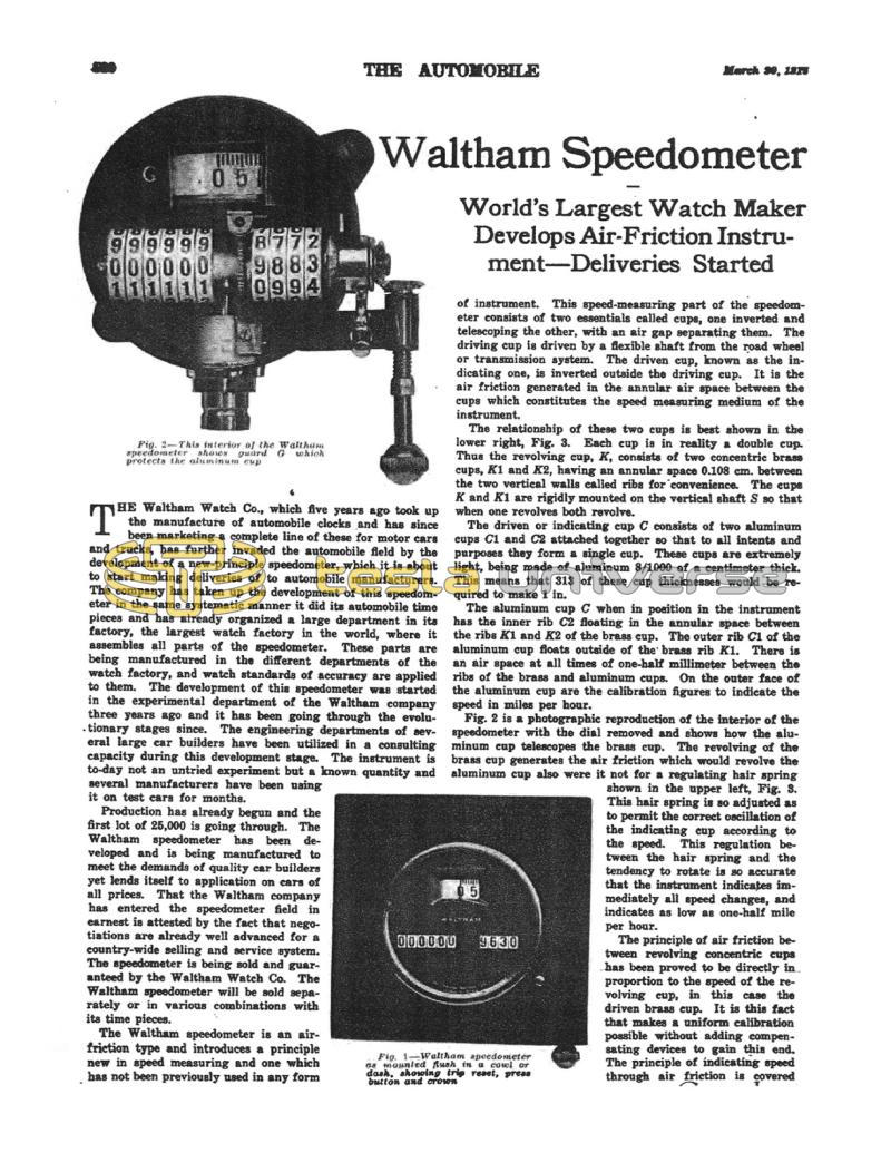 Preview of Waltham Speedometer article