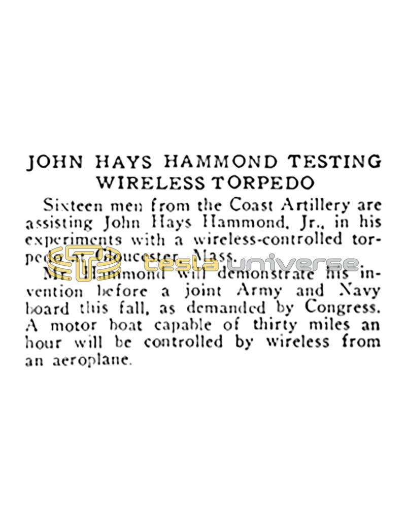 Preview of John Hays Hammond Testing Wireless Torpedo article