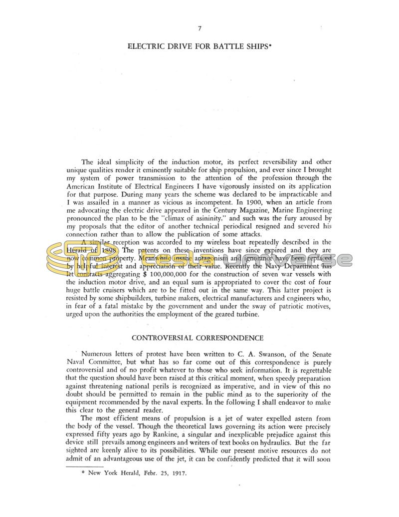 Preview of Electric Drive for Battle Ships article