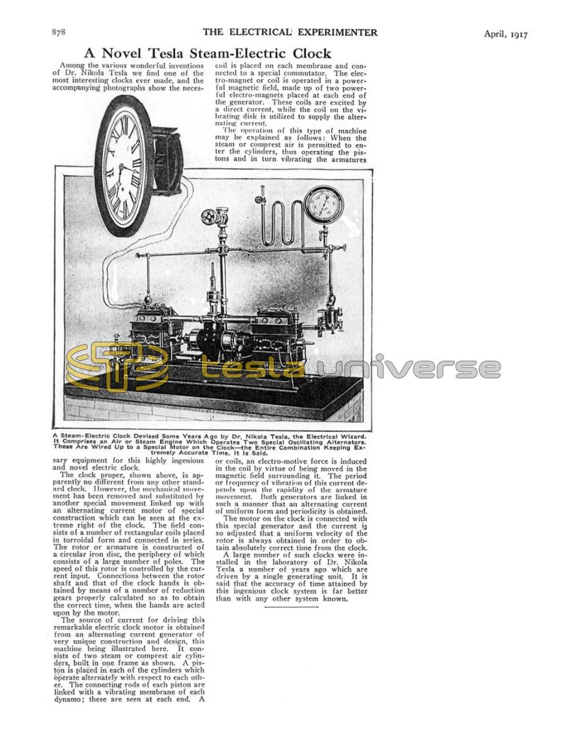 Preview of A Novel Tesla Steam-Electric Clock article