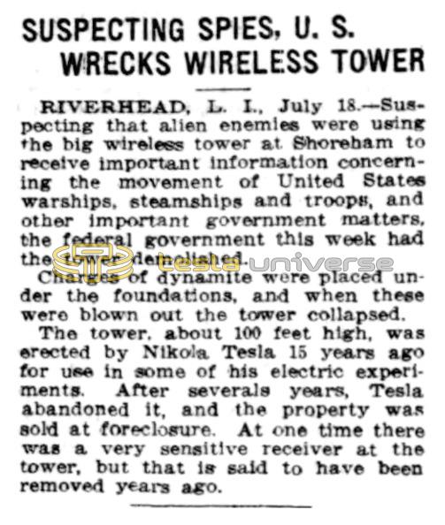 Preview of Suspecting Spies, U. S. Wrecks Wireless Tower article