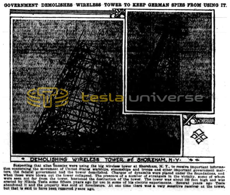 Preview of Government Demolishes Wireless Tower to Keep German Spies from Using It article