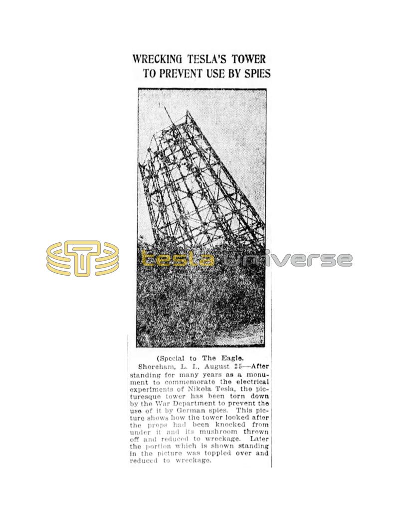 Preview of Wrecking Tesla's Tower to Prevent Use by Spies article