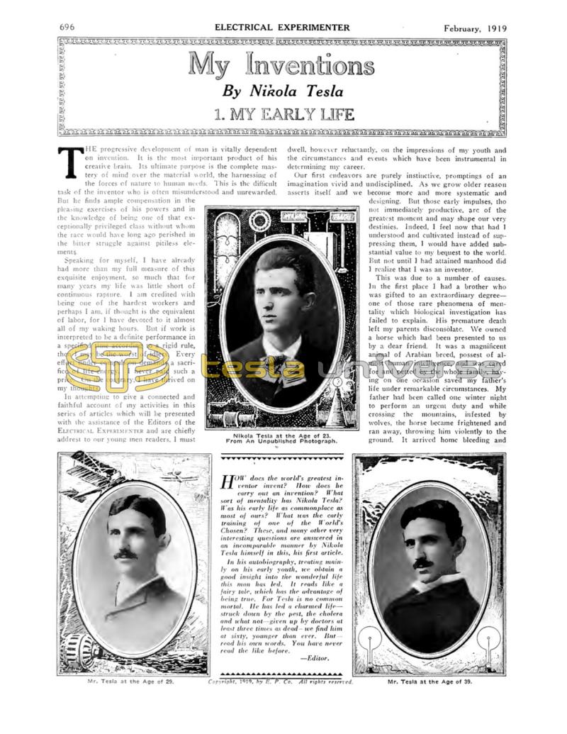 Preview of My Inventions I - My Early Life article