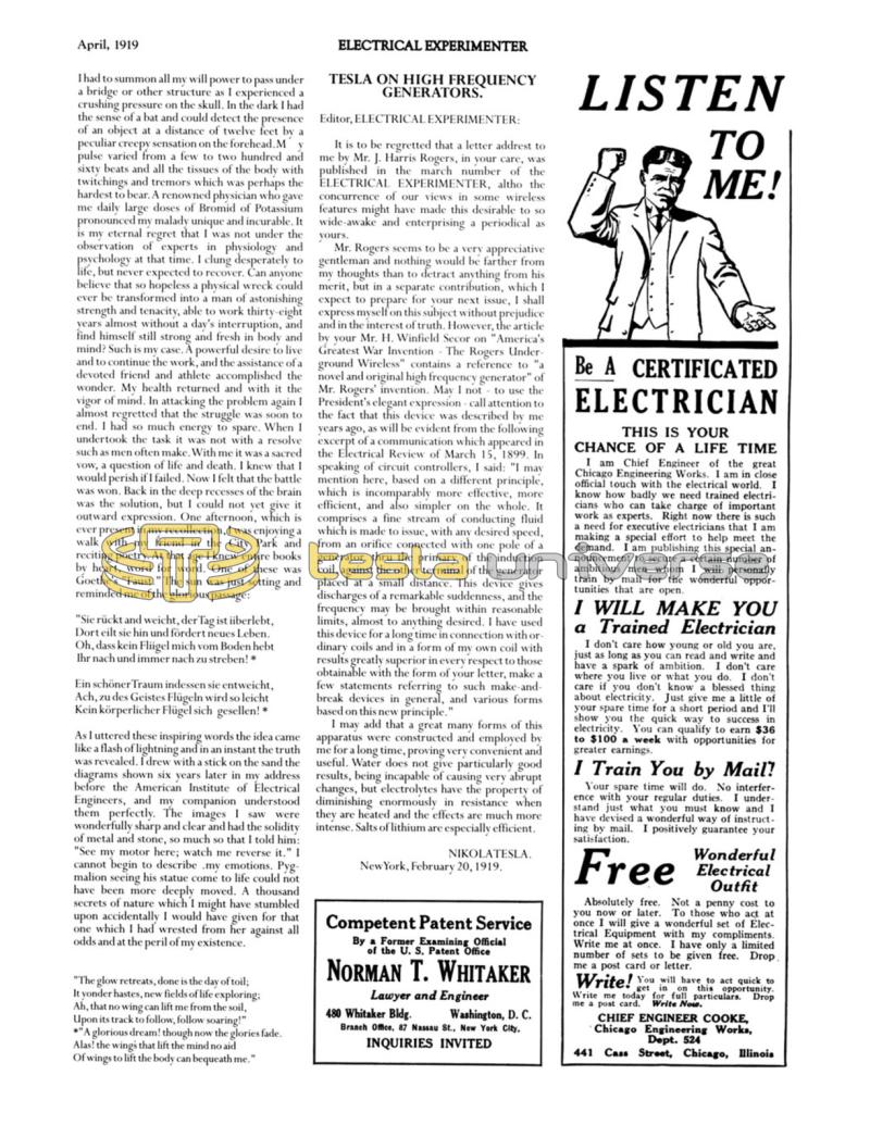 Preview of Tesla on High Frequency Generators article