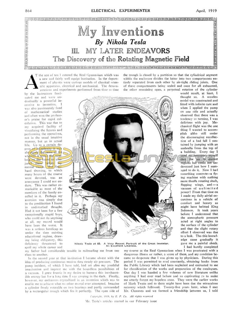 Preview of My Inventions III - My Later Endeavors article