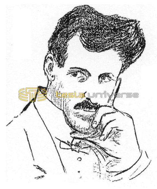 Warped illustration of Nikola Tesla