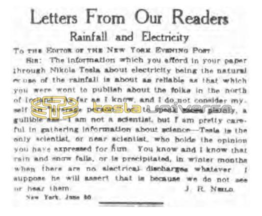Preview of Letters From Our Readers - Rainfall and Electricity article
