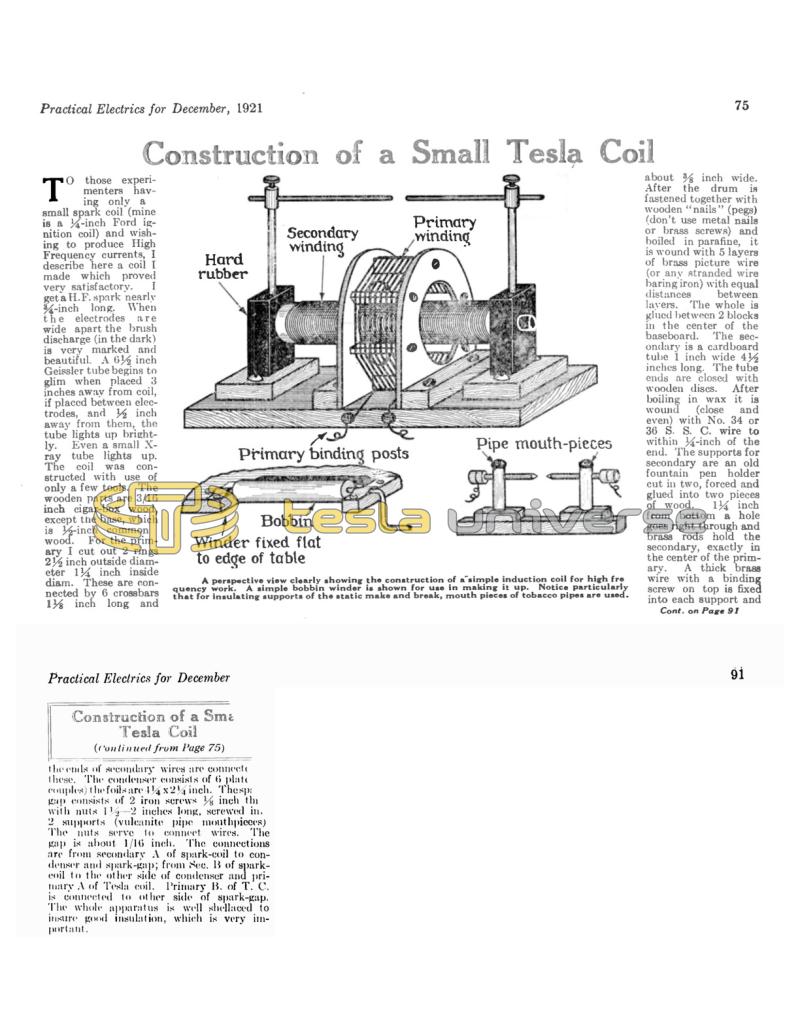 Preview of Construction of a Small Tesla Coil article