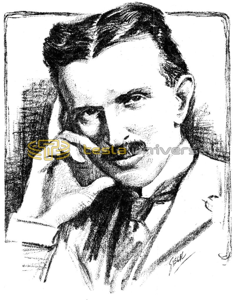 Drawing of Nikola Tesla from 1922 Newspaper Article