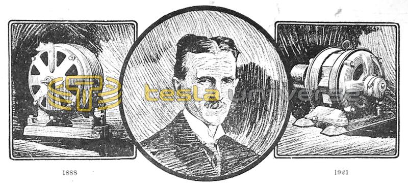 Illustration of Nikola Tesla and his motors from a Westinghouse tribute article