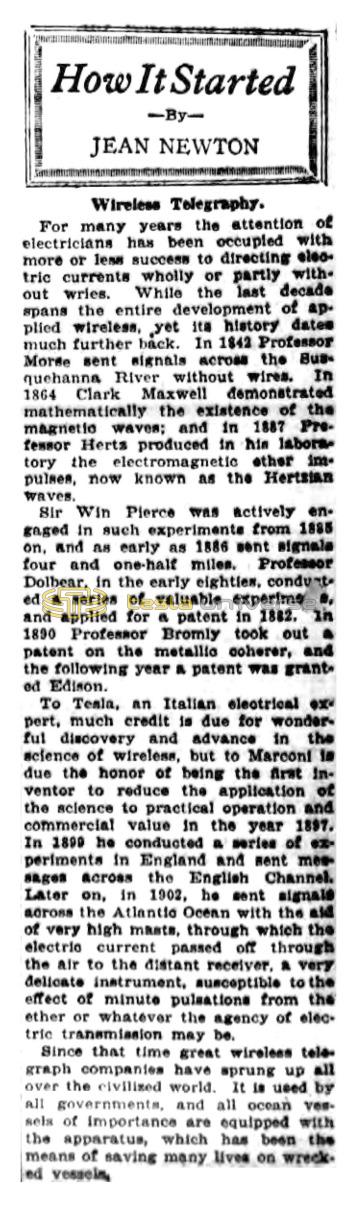 Preview of How it Started - Wireless Telegraphy article