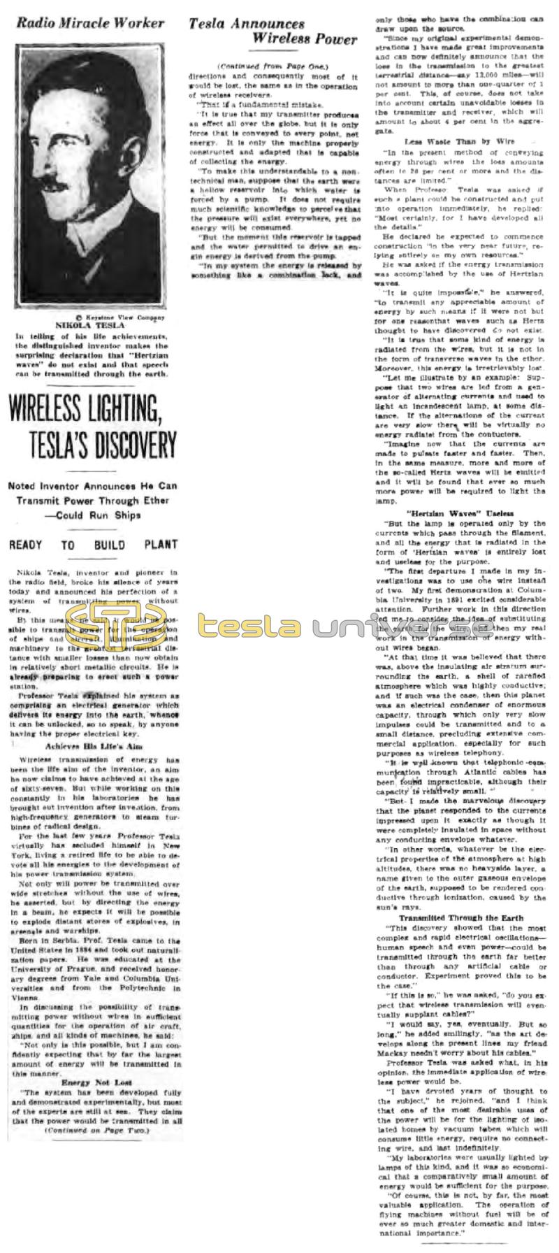 Preview of Wireless Lighting, Tesla's Discovery article