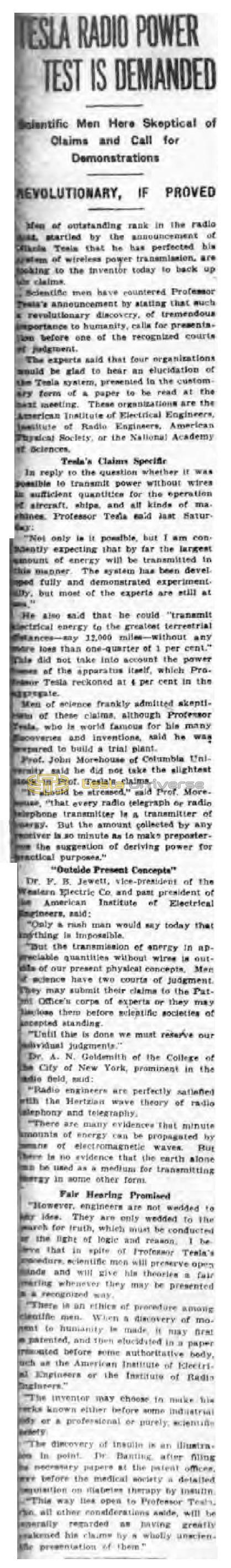 Preview of Tesla Radio Power Test is Demanded article
