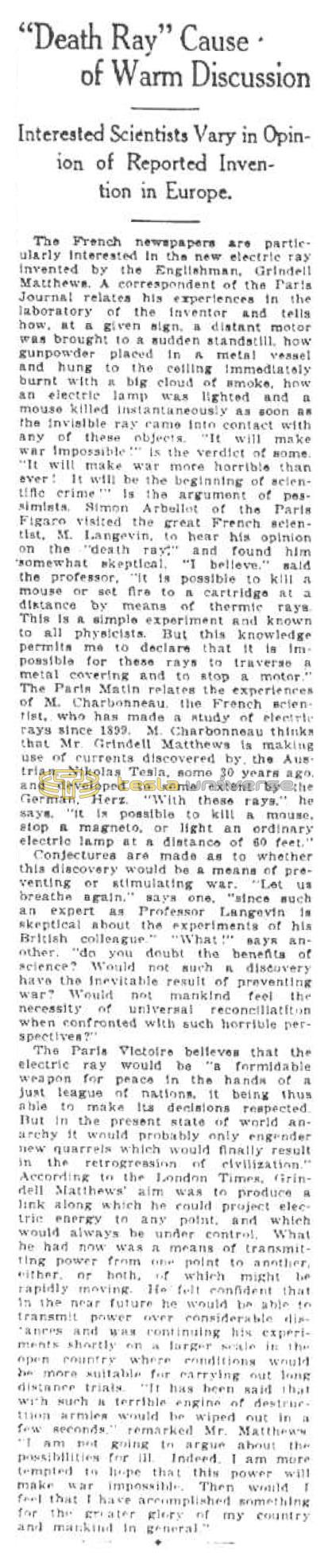 Preview of "Death Ray" Cause of Warm Discussion article