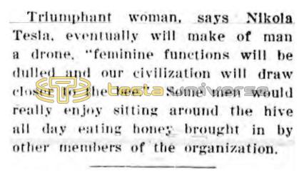 Preview of Tesla's Thoughts on the Triumphant Woman article