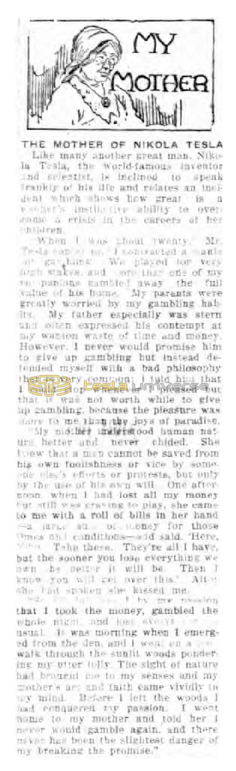 Preview of The Mother of Nikola Tesla article