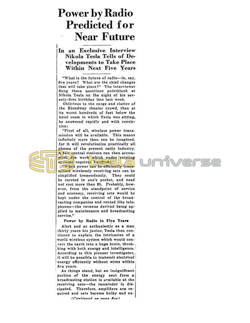 Preview of Power by Radio Predicted for Near Future article