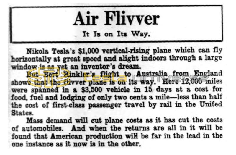 Preview of Air Flivver article