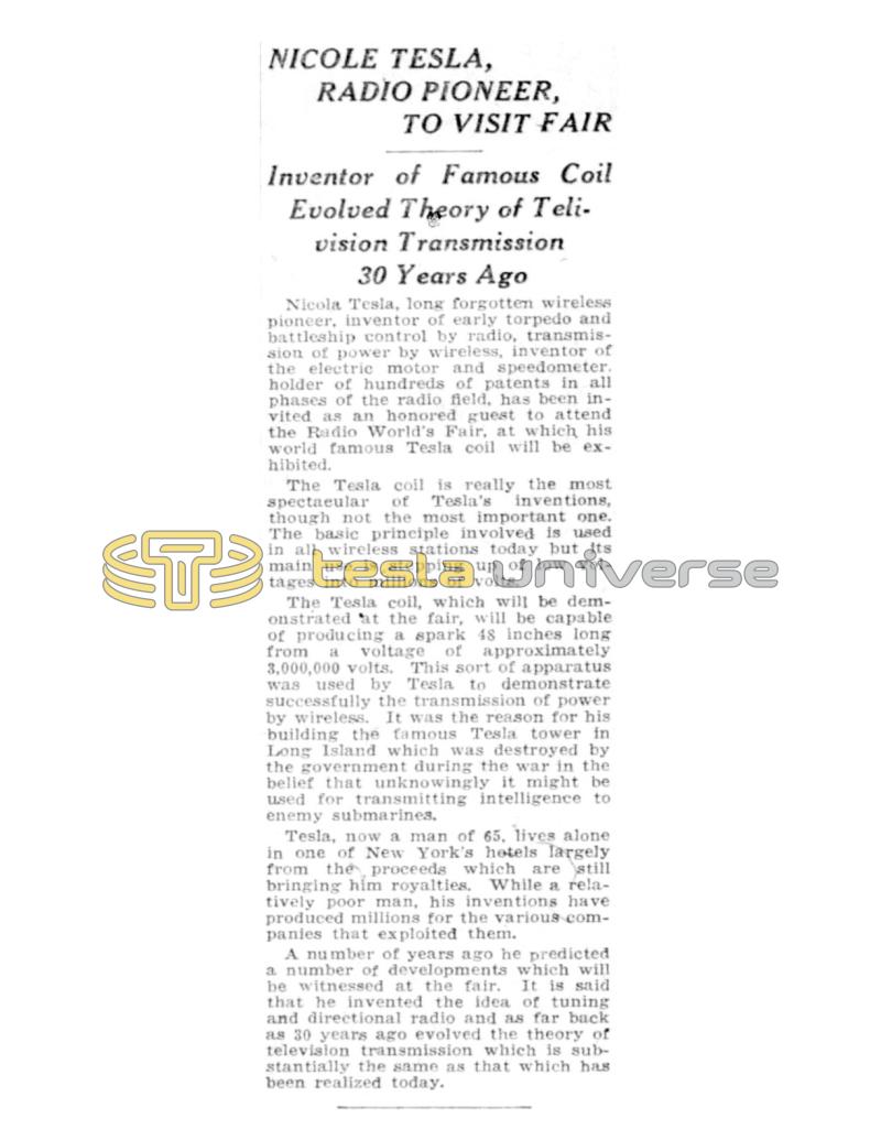 Preview of Nikola Tesla, Radio Pioneer, to Visit Fair article