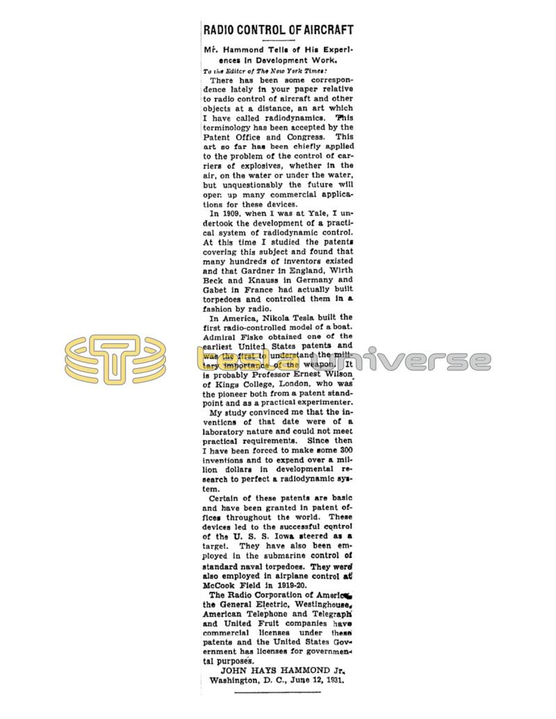 Preview of Radio Control of Aircraft article