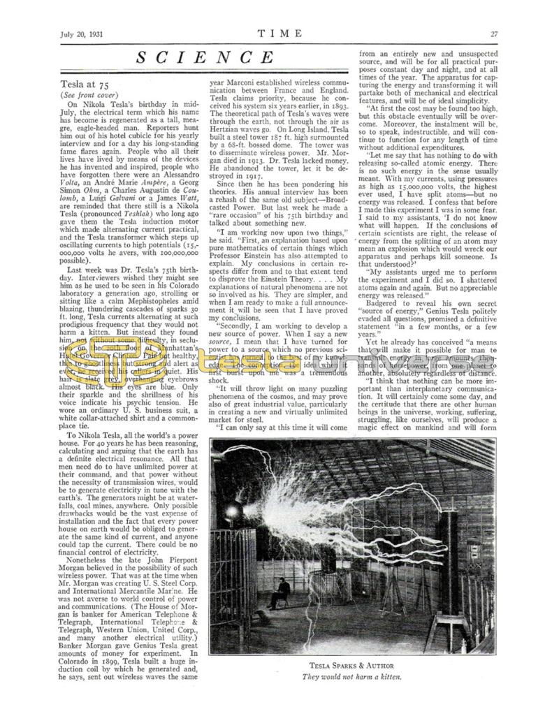 Preview of Nikola Tesla at 75 article