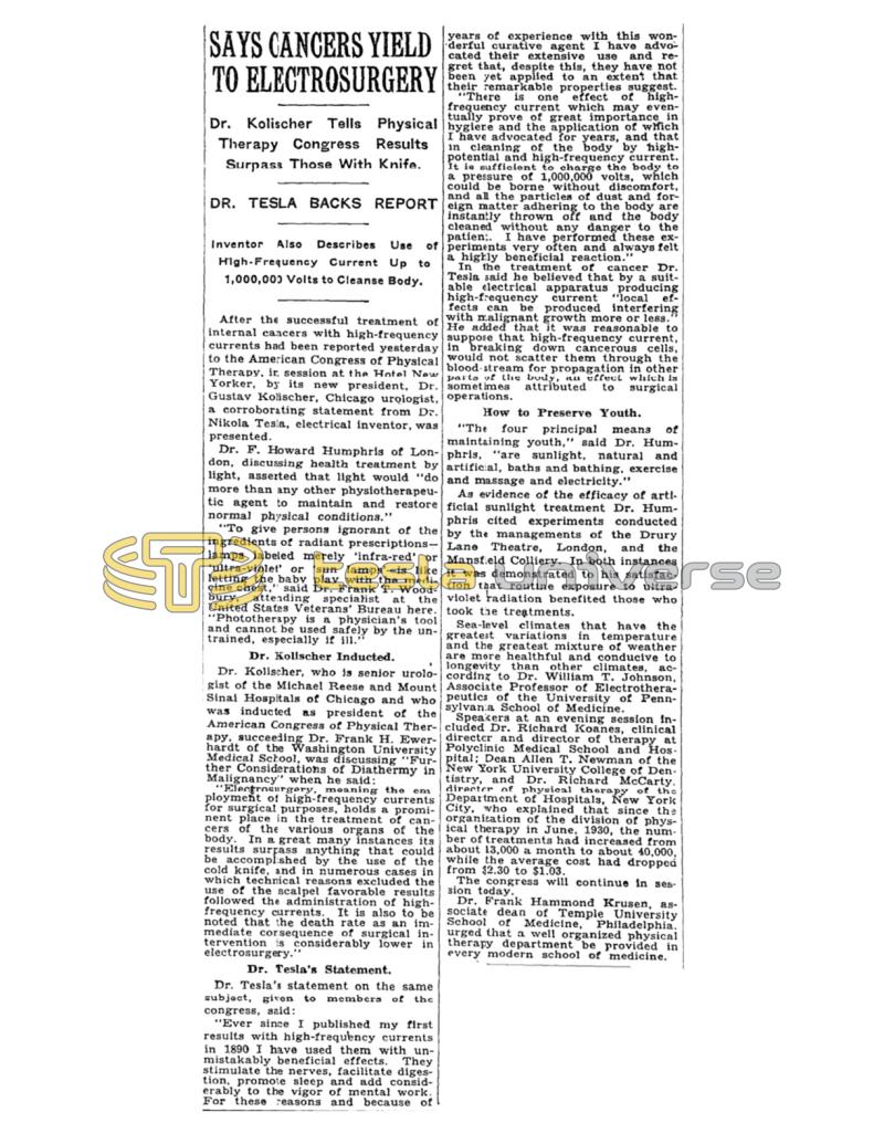 Preview of Says Cancers Yield to Electrosurgery article