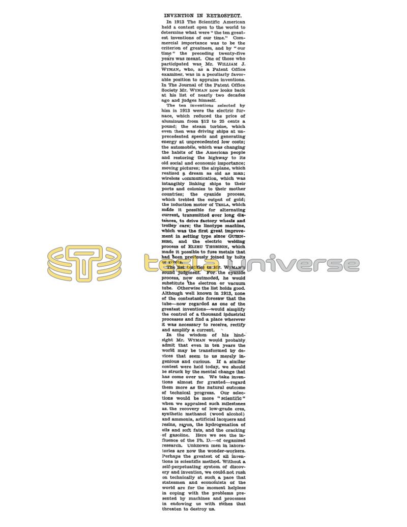 Preview of Inventions in Retrospect article