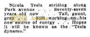 Preview of Nikola Tesla Still Working on His New Source of Energy article