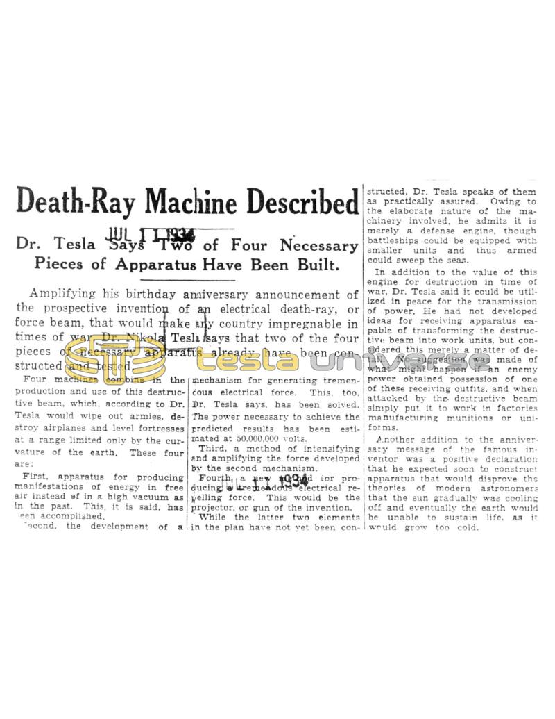 Preview of Death-Ray Machine Described article