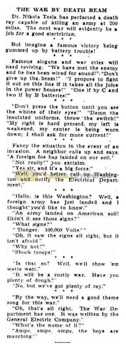 Preview of The War by Death Beam article