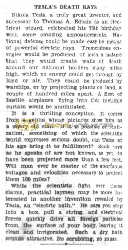 Preview of Tesla's Death Rays article