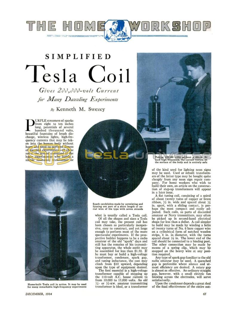 Preview of Simplified Tesla Coil article
