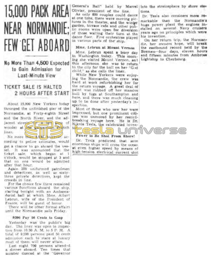 Preview of 15,000 Pack Area Near Normandie; Few Get Aboard article